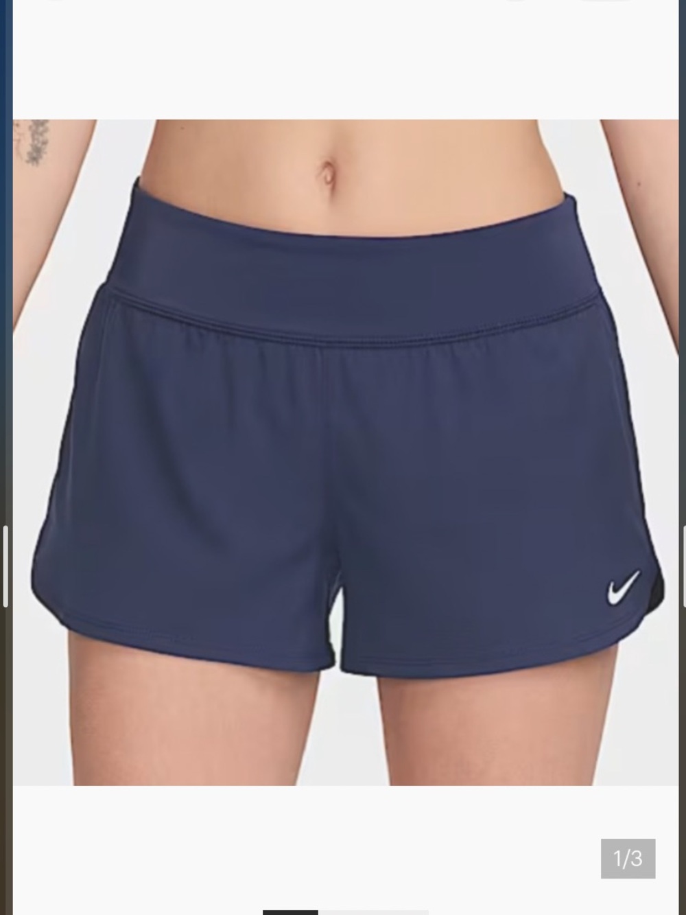 NWT Nike Dark Blue swim Sports Shorts w back zip pocket